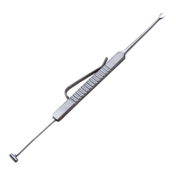Schocket Scleral Depressor, Double Ended, Resposable, Depressor Marker, Rounded End, 6mm Wide Bar, 2.5mm Teardrop Shape Tips, Serrated Handle, Pocket Clip, Overall Length 5-1/4" (135mm), Certified Reposable, Sterilize Up To 30 Cycles 